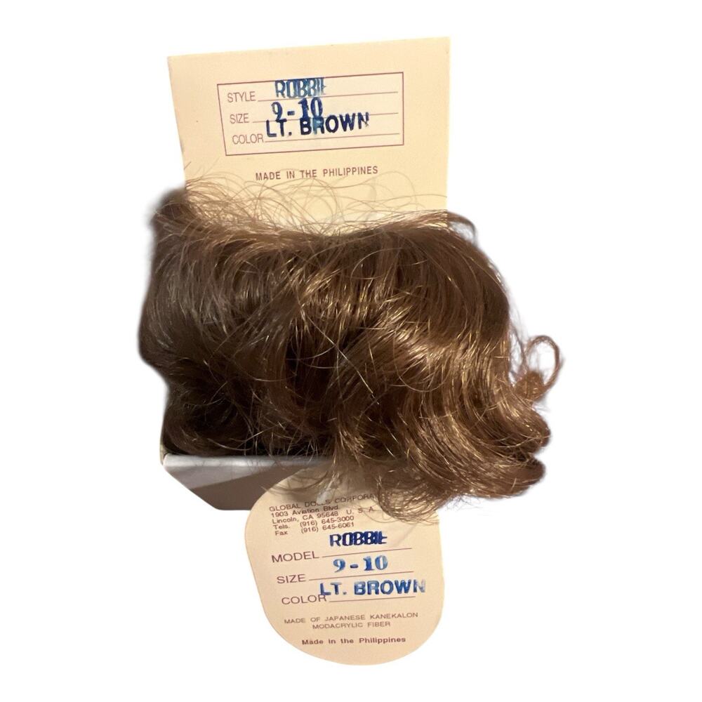 Hand Styled Doll Wigs By Global Dolls Model Robbie Size 9-10 Color LT .Brown